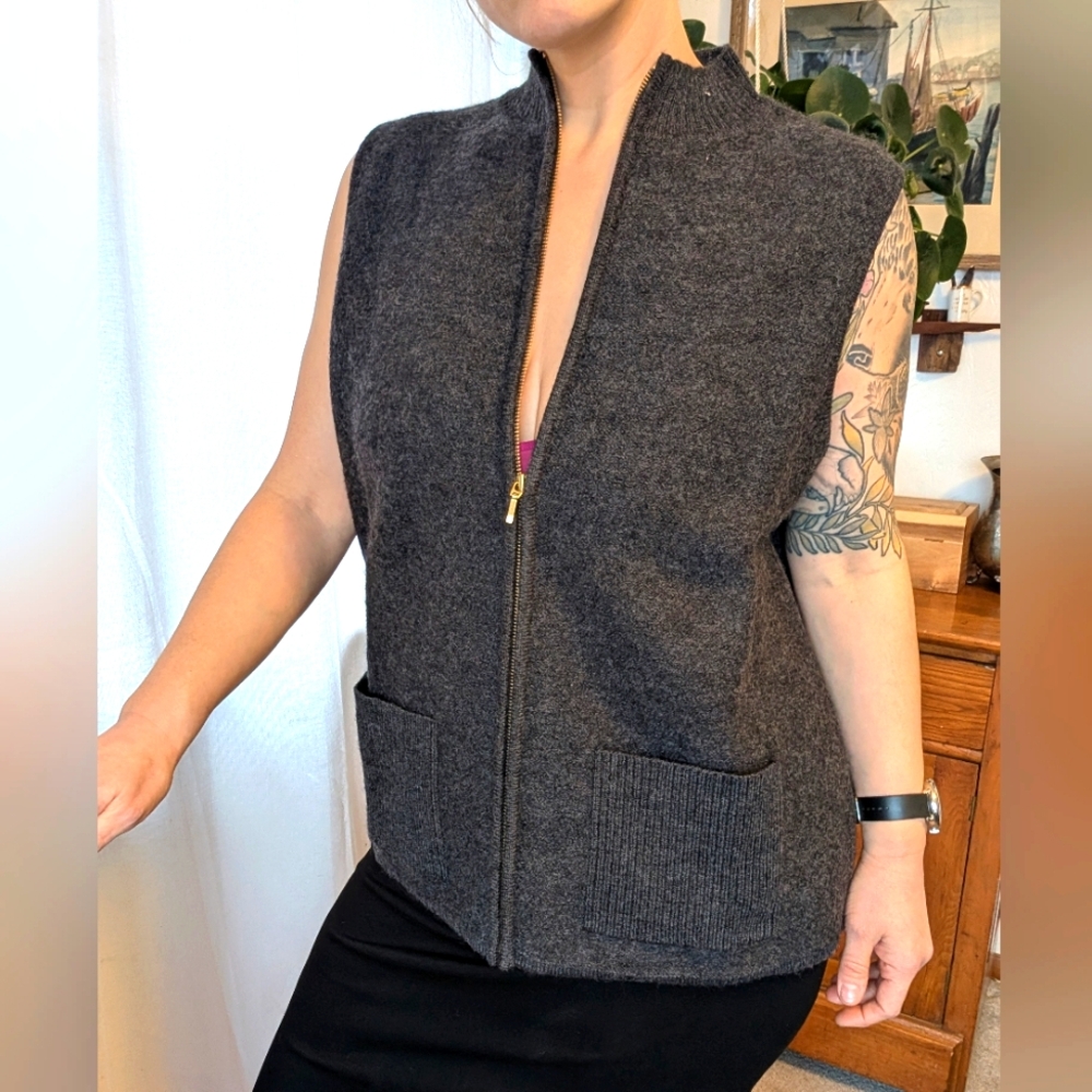 Vintage KAREN SCOTT -  100% wool sweater vest - grey - 1X